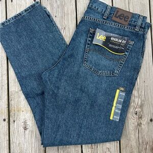New mens Lee regular straight leg blue jeans 38/32
